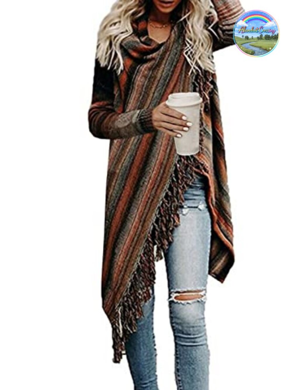 Womens Open Front Knit Tassel Fringe Loose Cardigan Sweater Outwear